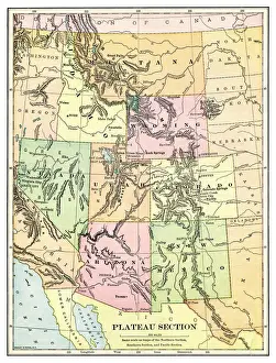 Map of USA Pacific states 1897