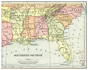 Images Dated 30th April 2018: Map of USA southern states 1897