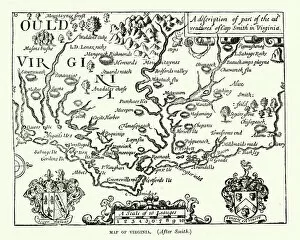 Images Dated 8th November 2018: Map of Virginia, 17th Century After Captain John Smith