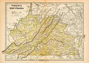 Images Dated 22nd June 2015: Map of Virginia and West Virginia 1883