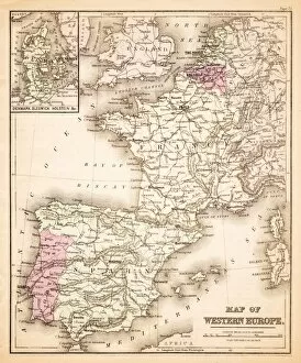 Images Dated 23rd February 2017: Map of Western Europe 1883