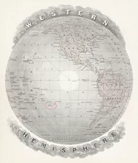 Images Dated 8th May 2018: Map of Western hemisphere 1877