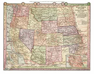 Images Dated 13th April 2018: Map of Western states USA 1889