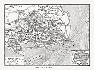 Map of Wilhelmshaven, Lower Saxony, Germany, wood engraving, published 1897