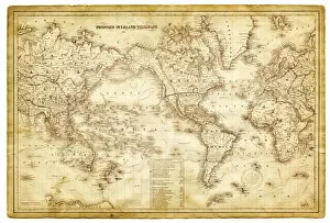 Images Dated 1st October 2012: map of the world 1864