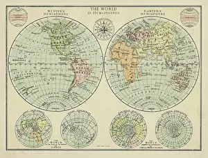 Map of the world in Hemispheres