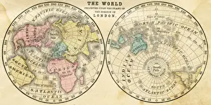 Time Zone Prints: Map of the world horizontal projection 1856