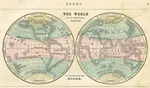 Time Zone Prints: Map of the world in zones 1856