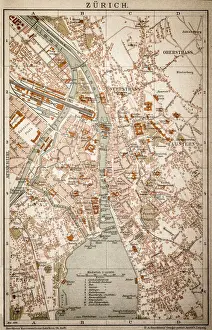 Dictionary Prints: Map of Zurich 1898