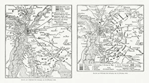 Historcal Battle Maps and Plans Collection: Maps of Battle of Leipzig, Napolionic wars, 1813, published 1897