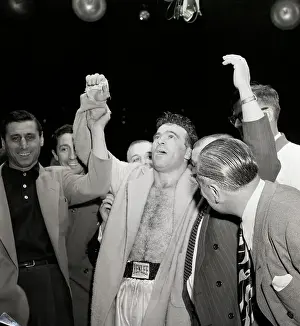 Marcel Cerdan Raising Arm in Victory