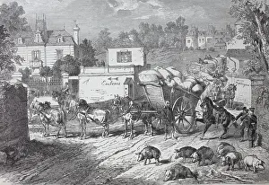 Labour Prints: March of a requisition column through the village of Montlignon near Paris