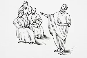 Marcus Tullius Cicero, a politician, scholar, lawyer, and writer, addressing group of men