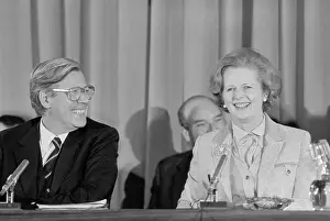 Margaret Thatcher Conversing with Chancellor Helmut Schmidt