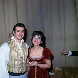 Maria Callas with Costar After Performing in Tosca