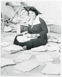 Danbury Prints: Marian Anderson Sitting on Floor With Music Sheets