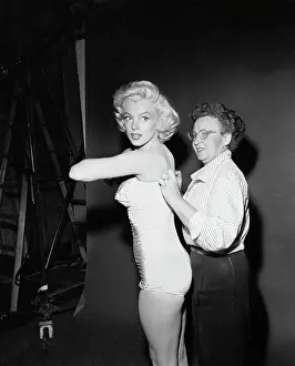 Strapless Prints: Marilyn Monroe Getting Help with Bathing Suit