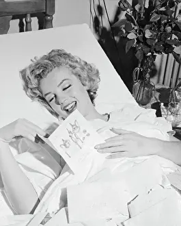 Greeting Card Prints: Marilyn Monroe Reading Get Well Card