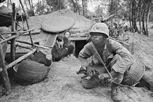 Da Nang Prints: Marine Crouching/Cleaning Gun/Vietnam