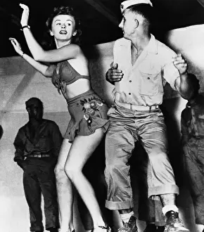 United Service Organizations Prints: Marine Dancing With USO Star