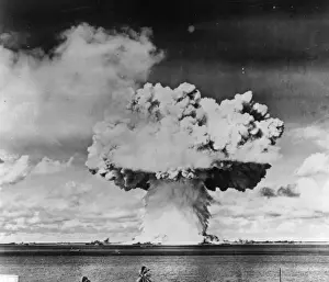 Prints of An atomic bomb test explosion off Bikini Atoll, Micronesia. (Photo by Keystone/Getty Images) The Keystone Press Agency Collection Prints: Marine Explosion