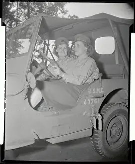 North Carolina Prints: Marine Sisters Riding in Military Vehicle