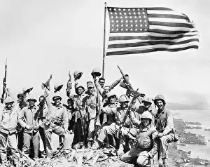 Volcanic Feature Prints: Marines with American Flag on Iwo Jima