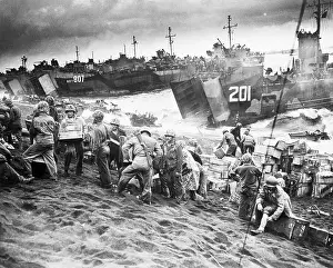 Landing Prints: Marines Carrying Supplies onto Shore