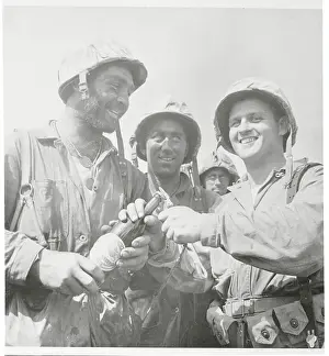 Three Marines Enjoying Beer