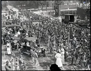 Yard Prints: Marines Marcdh Down Pier Towards Ship