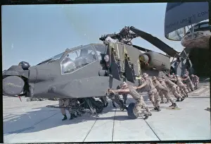 Saudi Arabia Prints: Marines Pushing Helicopter