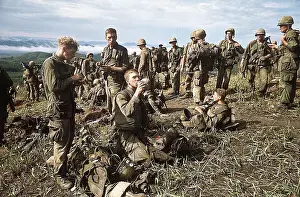 Marines Relaxing After Three Day Battle