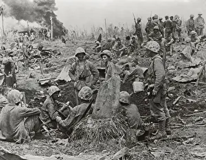 Marines Resting in Bomb Crater