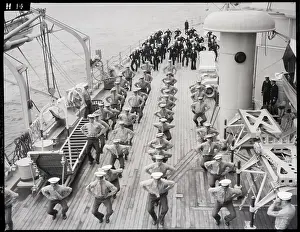 San Pedro Prints: Marines And Sailors Taking Daily Dozen