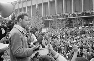 Mario Savio Speaking to Large Crowd Outdoors