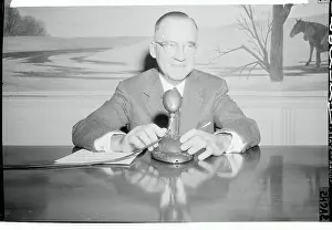 Marion B. Folsom Speaking at Press Conference