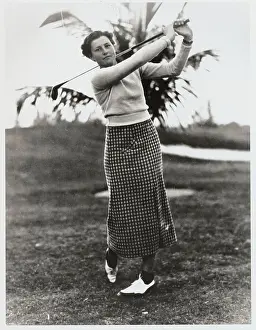 Lexington Prints: Marion Miley Swinging Golf Club