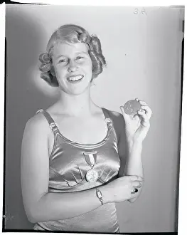 Medallion Prints: Marjorie Gestring Holding Olympic Medal