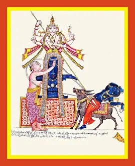 Buffalo Prints: Markandeya ensnared by Yama's pasha