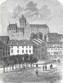 Historic Center Collection: The market place in Diez in 1880, Rhineland-Palatinate, Germany, Historic