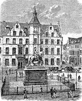 City Hall Collection: Market Square and Town Hall in Duesseldorf, North Rhine-Westphalia, Germany, in 1880, Historic