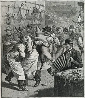 Market Workers Dancing and Rejoicing on Their Opening
