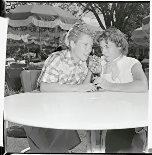 Marlene and Alice Bauer Sharing Soda Pop
