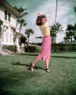 Marlene Bauer Prints: Marlene Bauer in Golf Swinging Stance