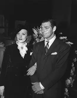 Marlene Dietrich and Clark Gable Posing at Radio Show