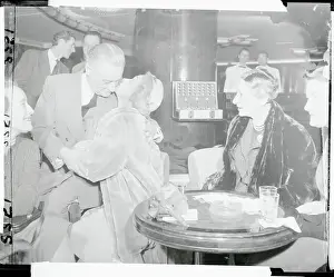 Marlene Dietrich Giving Kiss to Henri Bonnet