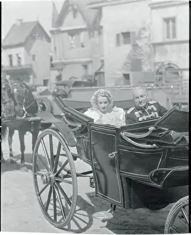 Marlene Dietrich and Lionel Atwill in Carriage During Moviemaking