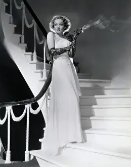 Stairway Prints: Marlene Dietrich Smoking on Staircase