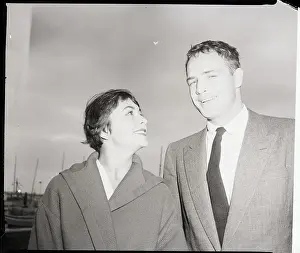 Prints of (Original Caption) 11/5/1954- Marlon Brando and Josiane share a quiet moment during their holiday in Bandol The Iconic Moments Captured: Marlon Brando And Josiane In Bandol