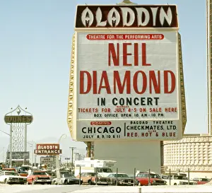 Neil Diamond Prints: Marquee Advertising Neil Diamond Playing At The Aladdin
